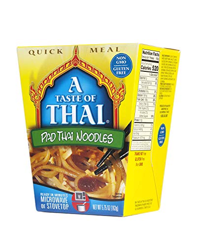 A Taste of Thai Pad Thai Noodles - 5.75oz Pack of 6 Heat & Eat Instant Noodles Flavored with Classic Thai Sauce | Gluten-Free | Ideal Vegan Meal | Perfect Side for Chicken Fish & Meat Entrees