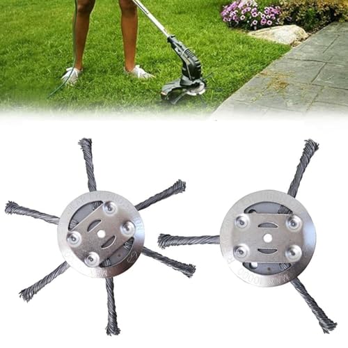 2 Pack 6 inch Steel Wire Brush Cutter Trimmer Head, Weed Trimmer Replacement Head, Durable Head for Home Users, for Electric Battery Powered Cordless String Trimmer