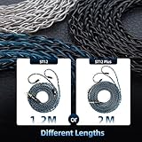 2M Extra Long MMCX IEM Cable, in Ear Monitor Replacement Earbuds Earphone Cable, KBEAR ST12 Plus 8 Core 4N OFC Silver-plated Headphone Wire for TIN Audio T2 T3 Shure Earphones (Blue-Black, MMCX 3.5MM)