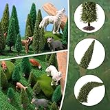 Skylety 35 Pcs Model Trees 2.16in-4.9in Green Train Scenery Landscape Pine Miniature Diorama Trees Mixed Model Bottle Brush Plants for Road Architecture Building DIY Decoration Gift