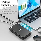 MAIWO External Hard Drive Enclosure for 2.5 3.5 inch SATA SSD HDD, USB3.1 Type-C to SATA Drive Adapter Case, 10Gbps with UASP, 18TB Capacity, 3X HUB Extension, Fits 7/9.5/12.5/15mm Disk