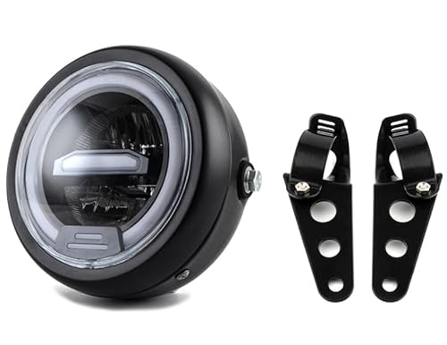 kucehiup 6.5 Inches Round Motorcycle LED Headlight with Brackets Assembly (White Light)