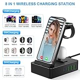 Tacelary 8 in 1 Wireless Charging Station, 100W USB C 2 Ports, Aluminum Alloy Cell Phone Charging Station Compatible with iPhone Series, iWatch, AirPods Pro