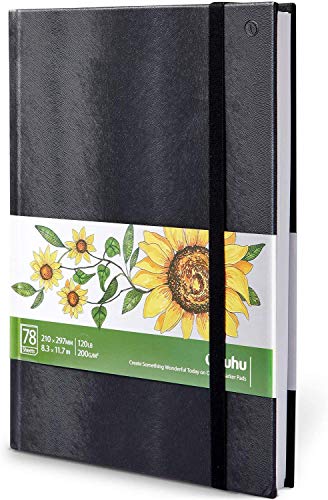 Ohuhu Sketchbook Marker Paper Pad: 8.3"x11.7" Large Art Sketch Book Drawing Papers 78 Sheets/156 Pages 120 lb/200 GSM Hardcover Sketching Books for Alcohol Markers Sketchpad Christmas Gift