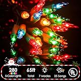 Enhon Christmas Lights with Music, Singing Christmas Lights with 25 Classical Holiday Songs, 7 Function Mode, Adjustable Volume and Mute, Musical Christmas Lights(5 Color,65Ft)