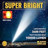 Durapower Rechargeable Spotlight, 200000 Lumen LED Handheld Spotlight, IP68 Waterproof Spotlight Flashlight Portable Marine Boat