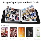 WOT I Trading Card Binder, 900 Pockets Sleeves with Zipper, Double Sided Pockets Card Holder Carry Case for Baseball Card, Football Card