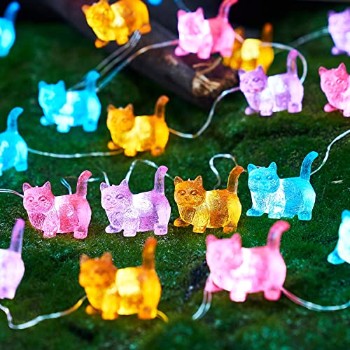 JASHIKA Cat Décor Cute Indoor String Light Fairy Lights Plug in Decorative Lights 10ft 30LED Battery Operated or USB for Bedroom Kids Tent Camping Christmas Tree Ornaments