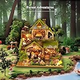 RHZN Miniature House Kit, Dollhouse Kit, Miniature Kit, DIY Mini House Building Kit for Adult Teen, Forest Adventure