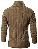 H2H Mens HIGH Neck Twisted Knit Cardigan Sweater with Button Details Beige US M/Asia L (KMOCAL020)