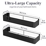 Kitsure Shower Caddy - 2 Pack Rustproof Shower Organizer, Drill-Free & Quick-Dry Shower Shelf for Inside Shower with Large Capacity, Durable Stainless Steel Shower Rack with 4 Hooks, Black