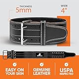 Weightlifting Belt for Men & Women - Heavy Duty Belt for Weightlifting & Functional Fitness - Leather Lifting Belt for Back Support, Deadlift & Powerlifting (Black/White, Medium)