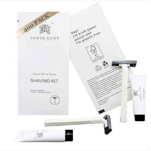 Paper Wrapped Eco Packaging Disposable Shave Kit Pack of 400 Shaving Razor and 400PCS Single Use Bulk Shaving Cream Travel Size Hotel Supplies and Toiletries for Guests