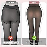 UISLII Fleece Lined Women's Tights Warm, Fake Translucent, Thermal, Skin Colored for Winter (Black Foot, Medium-Tall)