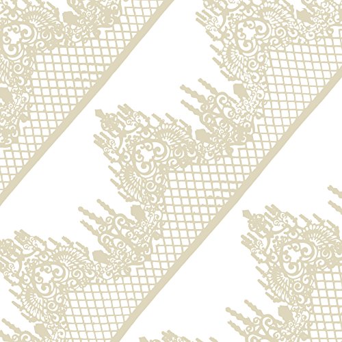 FUNSHOWCASE Large Pre-Made Ready to Use Edible Cake Lace Lattice Diamond Scallop 12-inch 10-Piece Set Ivory White