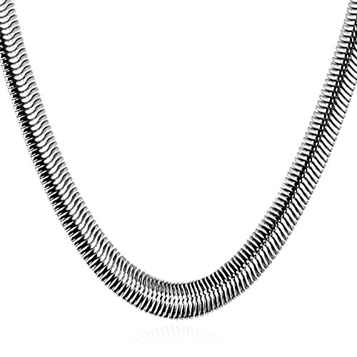 U7 Stainless Steel Necklace for Men Women Hypoallergenic Stainless Steel 8MM Flat Link Snake Herringbone Chain Necklace 22 Inch
