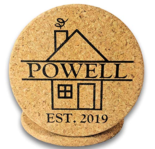 Custom Catch Personalized Cork Trivet Gift - (2) 7" Hot Pads - Customizable Housewarming Trivets with Home Design for Dishes, Pots, Pans, Baking Sheets, Plates for Table, Countertop, Kitchen