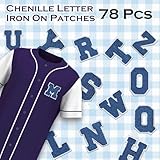 78 Pcs 2.7 Inch Chenille Letter Iron On Patches Sew On Chenille Varsity Letter Patches A-Z, Washable Fabric Letters for DIY Clothing Repairing Hats Shirts Shoes Jeans Bags(Blue)