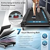 GYMAX Foldable Treadmill, 4.75HP Folding Treadmill with 15% Auto Incline, App Control, Bluetooth Speaker & Pules Sensor, Portable Self-Standing Treadmill with Incline for Home Gym