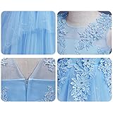 LOLANTA Girls' Evening Dresses Birthday Princess Dress Long Models Mesh Sequins Host Stage Runway Piano Performance Clothes (4-5 Blue)