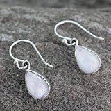 NOVICA Rainbow Moonstone and .925 Sterling Silver Dangle Teardrop Earrings, Luminous Light'