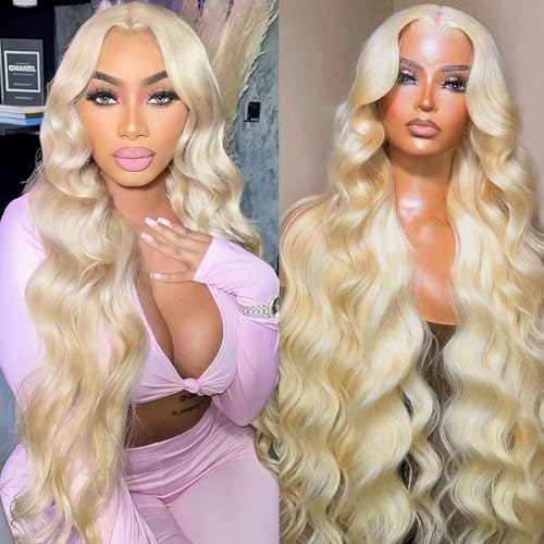 BABOSHOW 28 Inch Blonde Wig Human Hair 250 Density 613 13x6 Lace Front Wig Human Hair Body Wave Wigs for Black Women Human Hair Transparent Lace Wigs Pre Plucked with Baby Hair