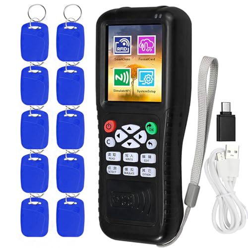 HERNAS Free Software RFID Reader Writer Duplicator, NFC Reader, Multi Frequencies RFID Smart Card Programmer, Door Lock Fobs Keys Cloner, with Writable Key Fobs Cards, Only for Access Control