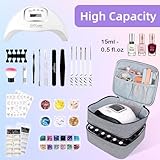 ALSLEA Nail Polish Organizer Double layer Nail Polish Case for Nail Dryer Lamp Holds 30 Bottles (15ml - 0.5 fl.oz) Portable Nail Storage Organizer for Nail Tech (Gray)