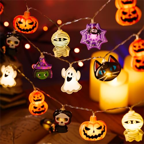 LOLStar Halloween String Lights Decorations, 20 LED Halloween Window Lights Battery Operated (Not Included) with Timer Function and 8 Flashing Modes, Window Lights for Halloween Home Indoor Decor