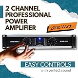 MUSYSIC 2 Channel Power Amplifier Distortion Free and Clear Sound - Professional 2U Chassis Rack Mount Amplifiers for DJs/Experts/Events w/ATR Technology/XLR and 1/4 Inch Inputs - 2000Watts