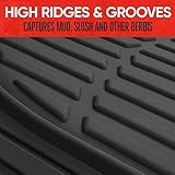 Motor Trend FlexTough Floor Mats for Cars, Deep Dish All-Weather Mats, Waterproof Trim-To Fit Automotive Floor Mats for Cars Trucks SUV, Universal Floor Liner Car Accessories, Black, Full Set