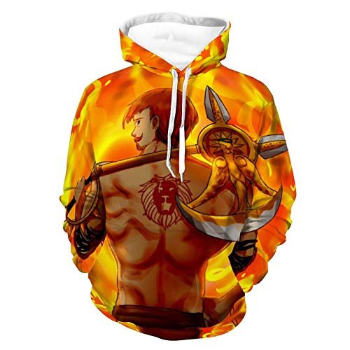 HopeOfLove 3d printing custom cute Loose The Seven Deaddly Siins Escanor Anime hooded sweatshirt Long Sleeve Pullover Hoodies for teens Autumn Winter Warm Sweaters Tops with pocket