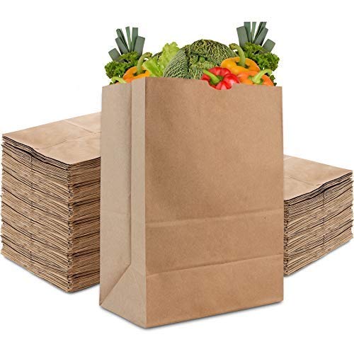 Stock Your Home 57 Lb Kraft Paper Bag (100 Count) Heavy Duty, Large Brown Paper Grocery Bags for Food Shopping, Recycling, Trash, Bulk Pack Size