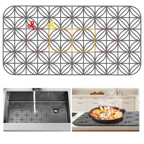 Sink Protectors Mat for Kitchen Sink, 28"x15", Multifunctional, Can DIY Drain Holes, Heat, Resistant, Easy-clean, Non-slip, Protects Kitchen Sinks & Countertops