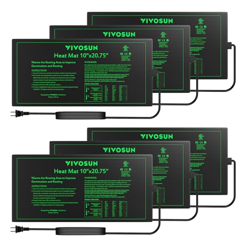 VIVOSUN 6-Pack 10" x 20.75" Durable Waterproof Seedling Heat Mat, UL & MET-Certified Warm Hydroponic Heating Pad for Germination, Indoor Gardening, Greenhouse
