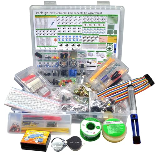 2300PCS XXXXL Complete Set DIY Electronics Component Assortment Box Kit,IC,Solder,Solder Sucker,PCB,Breadboard,Jumper Wire,Magnifying Glass,Resistors,Capacitors,LED,Triode,Potentiometer,Speakers