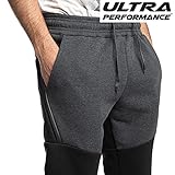 Ultra Performance 3 Pack Fleece Active Tech Joggers for Men, Mens Sweatpants with Zipper Pockets