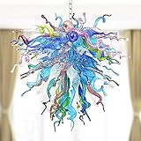 BeyPan Luxury Blown Glass Chandeliers Art Chandelier Ceiling Light Hanging Color Chandelier Light Fixture 36 Inch High for Foyer,Living Room,Dining Room, Stairway