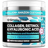 SimplyVital Collagen, Retinol & Hyaluronic Acid Cream - Anti-Aging Face Moisturizer for Face, Firming Skin Care Neck & Décolleté - Made in USA, Daily Moisturizer Face Cream Day & Night - 1.7 fl.oz.