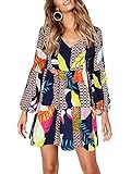 Amoretu Dresses for Women Pattern Casual V Tunic Dresses, Spring, Summer, 2025 (Printed Geometry, L)