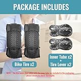 26-inch Mountain Bike Tires Set: Hycline 2-Pack 26x1.95 inch (54-559mm) Folding Replacement Puncture-Resistant Bicycle Tires and Pair 26-inch Inner Tubes with Tire Levers for MTB Off-Road Bike