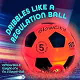 GlowCity Glow in The Dark Soccer Ball | Light Up Indoor/Outdoor Soccer Ball with 2 LED Lights | Pre-Installed Batteries | Fun Gift for Teens