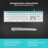 Acebaff Wired Keyboard for Mac, Compatible Apple Keyboard, Full Size Computer Keyboards with 20 Multimedia Shortcut Keys, USB A/USB C Wired Keyboard for Apple Mac Pro/Mini,MacBook Pro/Air,iMac