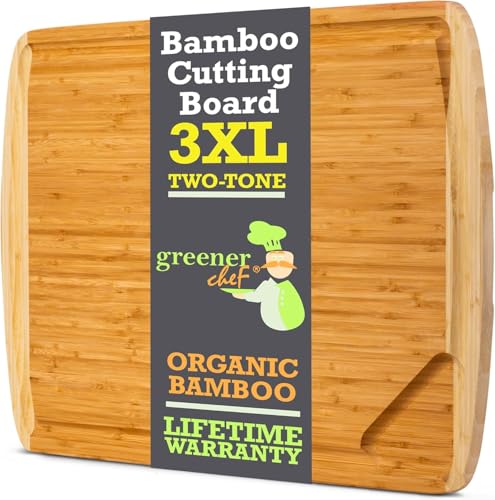 GREENER CHEF 30 Inch 3XL Extra Large Bamboo Cutting Board with Lifetime Replacements - Oversized Stove Top Cover, Noodle Board, Meat Carving, and Charcuterie Board