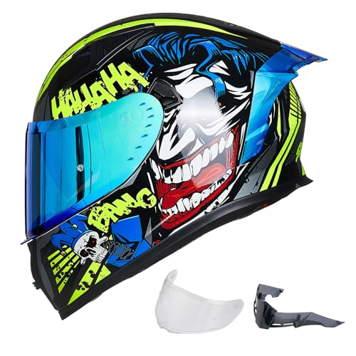 ILM Motorcycle Helmet Full Face with Pinlock Compatible Clear&Tinted Visors and Fins Street Bike Motocross Casco DOT Model Z501(Surprise Yellow, Medium)