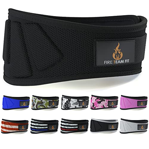 Fire Team Fit Weight Lifting Belt for Men and Women, 6 Inch, Bodybuilding & Fitness Back Support for Cross Training Workout, Squats, Lunges, and Deadlift… (27" - 32" Around Navel, X-Small, Black)