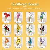 SIENON Flower Bouquet Building Set-1064 PCS 12 Kinds of Flowers Botanical Collection, Building Blocks Flower Brick Toys Creative Project for Home Room Décor Valentines’ Day Christmas Birthday