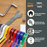 GTSE Mixed Colors Electrical Tape, 10-Pack – Waterproof, Industrial Grade Vinyl, 3/4 in x 66ft– Strong Self-Adhesive PVC Electric Tape for Wire Insulation, 7 Mil, 600V – UL/CSA Listed