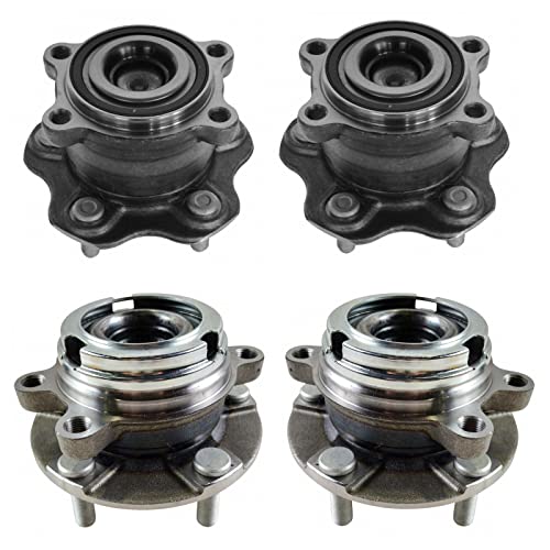 TRQ 2 Piece Front Rear Wheel Bearing & Hub Assembly Set Compatible with 2013 Infiniti JX35 2014-2020 QX60 2007-2018 Nissan Altima 2009-2021 Maxima 2015-2018 Murano 2013-2020 Pathfinder