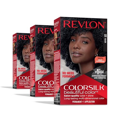 Revlon Colorsilk Permanent Hair Color, 10 Black (Pack of 3)